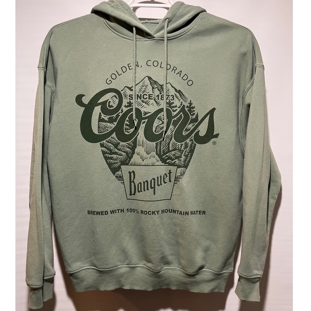 Coors Banquet Hoodie‎ Green Pullover Sweatshirt Size L